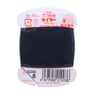 フジックス FUJIX フジックス タイヤー 絹手縫い糸 カード巻 9号 40m カラー 402 黒 FK21-402