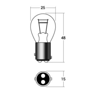 M＆H M＆H 1P3407RE ノーマルバルブ ストップ/テール/ウインカー 12V21/5W レッド