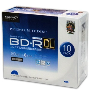 ハイディスク PREMIUM HIDISC ハイディスク HDVBR50RP10SC BD-R DL 50GB 10枚 6倍速 ブルーレイディスク 磁気研究所
