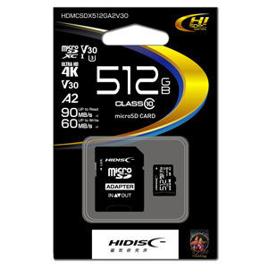 ハイディスク HI DISC ハイディスク HDMCSDX512GA2V30 マイクロSDXC 512GB A2 UHS-I U3 V30 CLASS10 4K対応 アダプター付